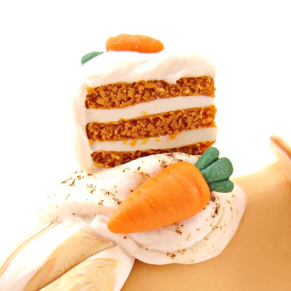 Carrot Cake Unicorn Figurine - Polymer Clay Spring and Easter Animals