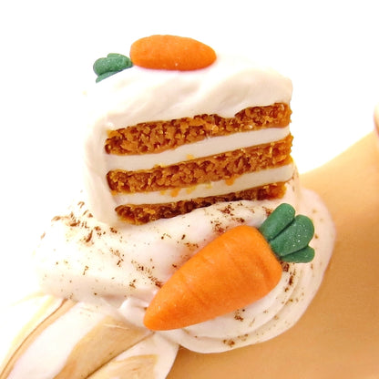 Carrot Cake Unicorn Figurine - Polymer Clay Spring and Easter Animals