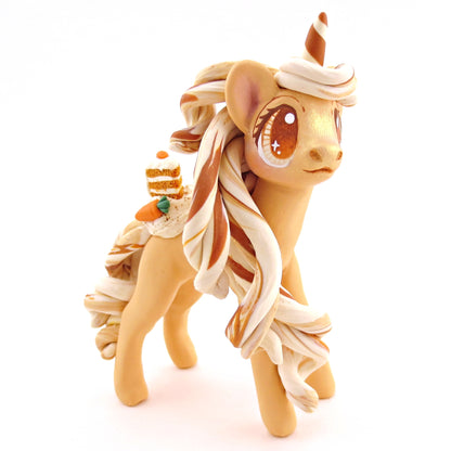 Carrot Cake Unicorn Figurine - Polymer Clay Spring and Easter Animals