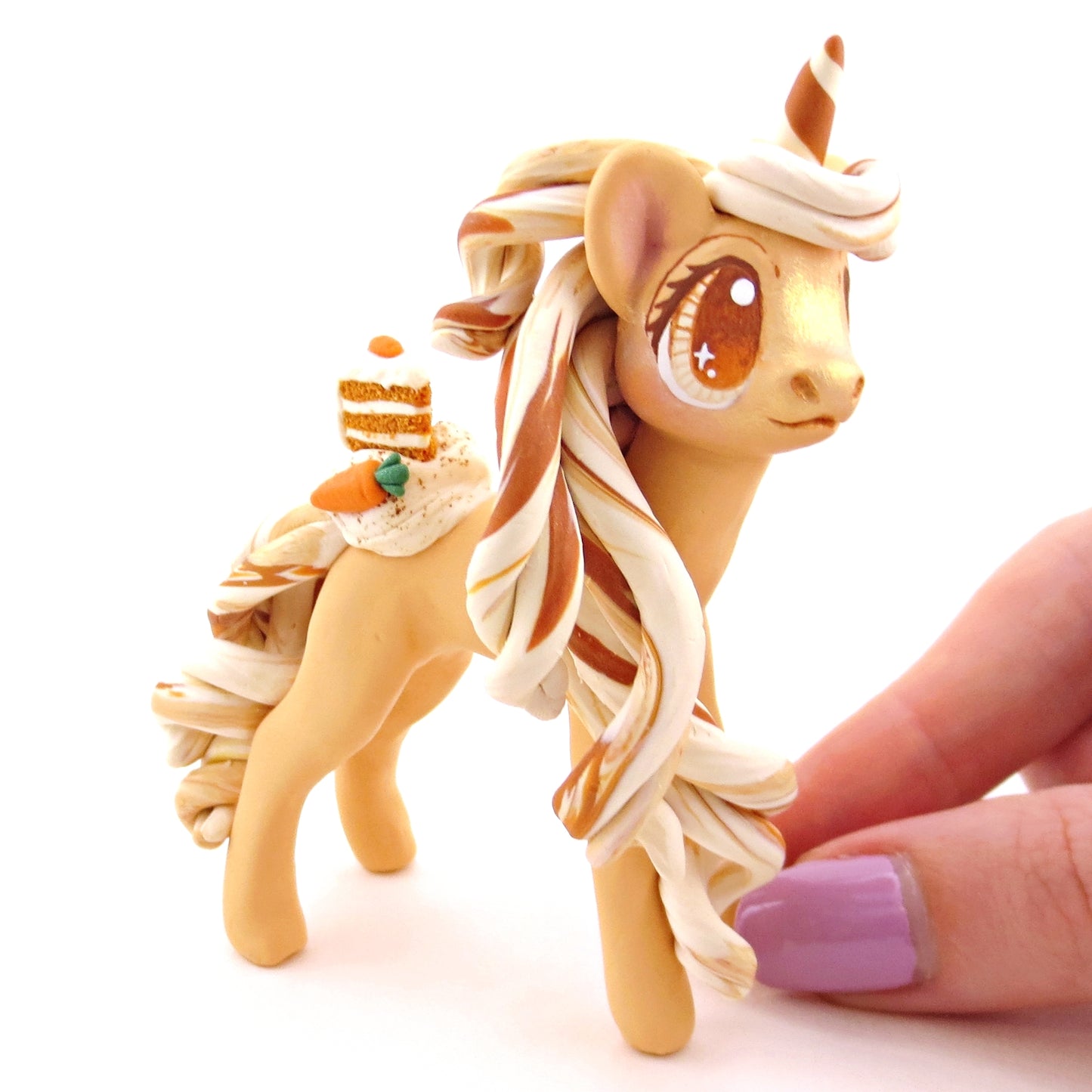 Carrot Cake Unicorn Figurine - Polymer Clay Spring and Easter Animals