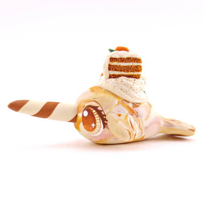 Carrot Cake Narwhal Figurine - Version 1 - Polymer Clay Spring and Easter Animals