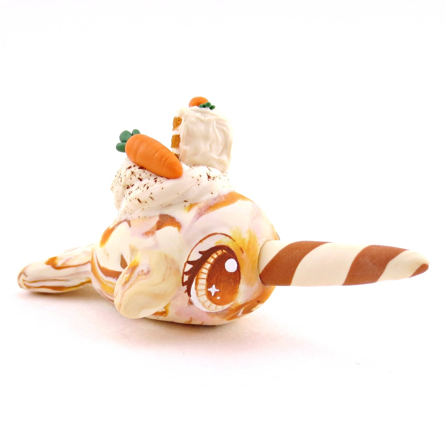 Carrot Cake Narwhal Figurine - Version 1 - Polymer Clay Spring and Easter Animals