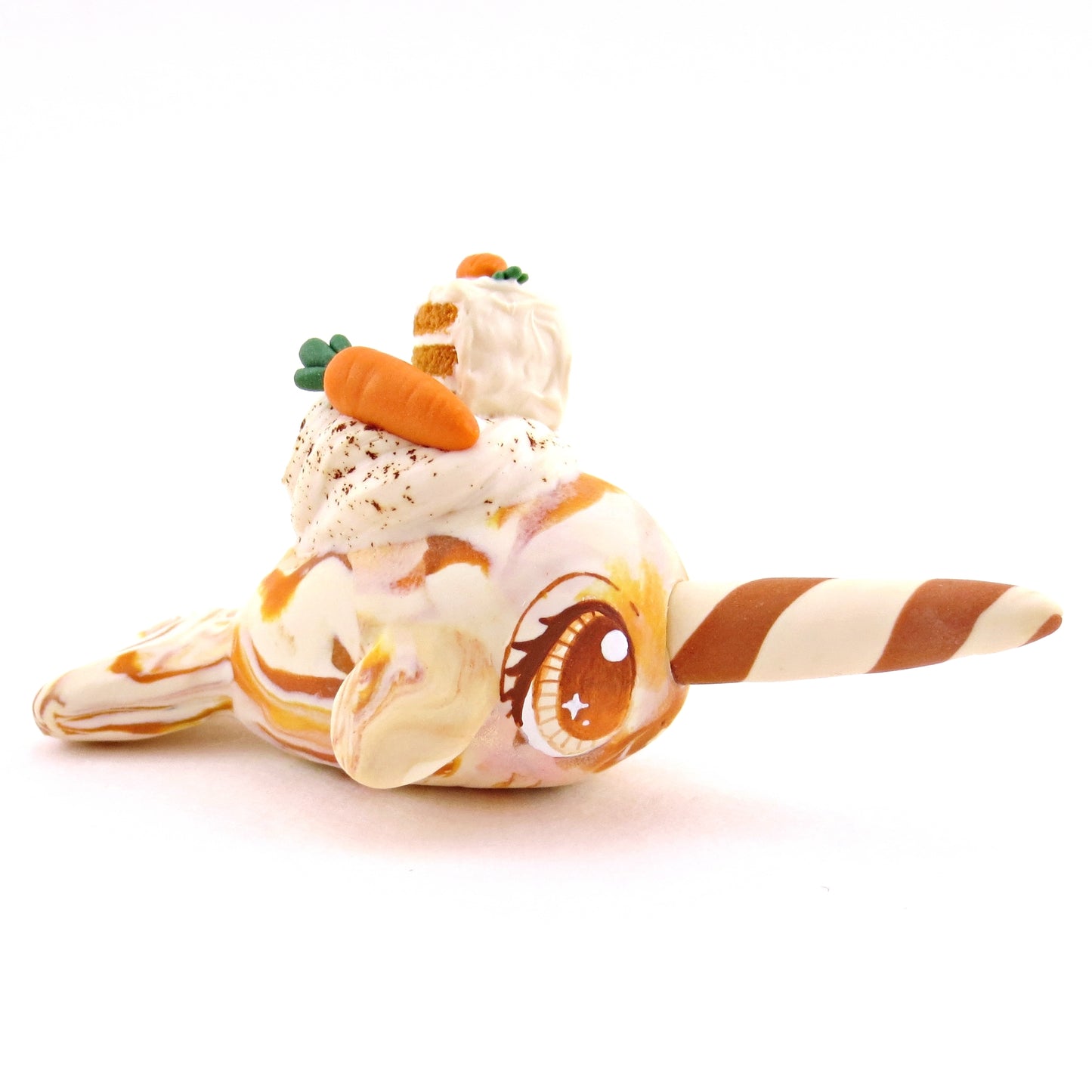 Carrot Cake Narwhal Figurine - Version 1 - Polymer Clay Spring and Easter Animals