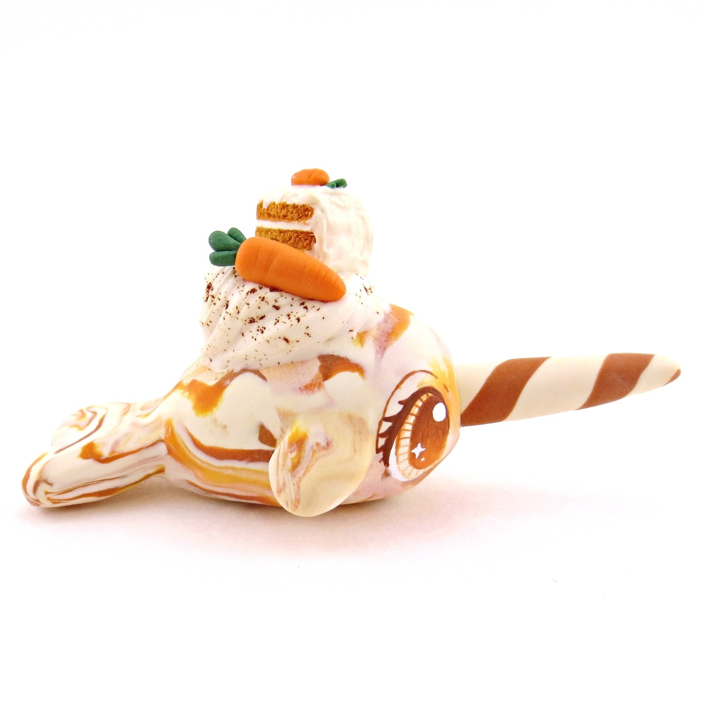 Carrot Cake Narwhal Figurine - Version 1 - Polymer Clay Spring and Easter Animals