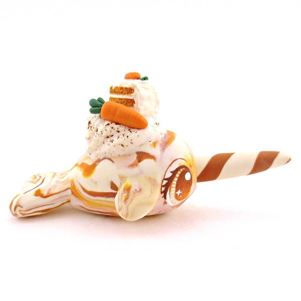 Carrot Cake Narwhal Figurine - Version 1 - Polymer Clay Spring and Easter Animals
