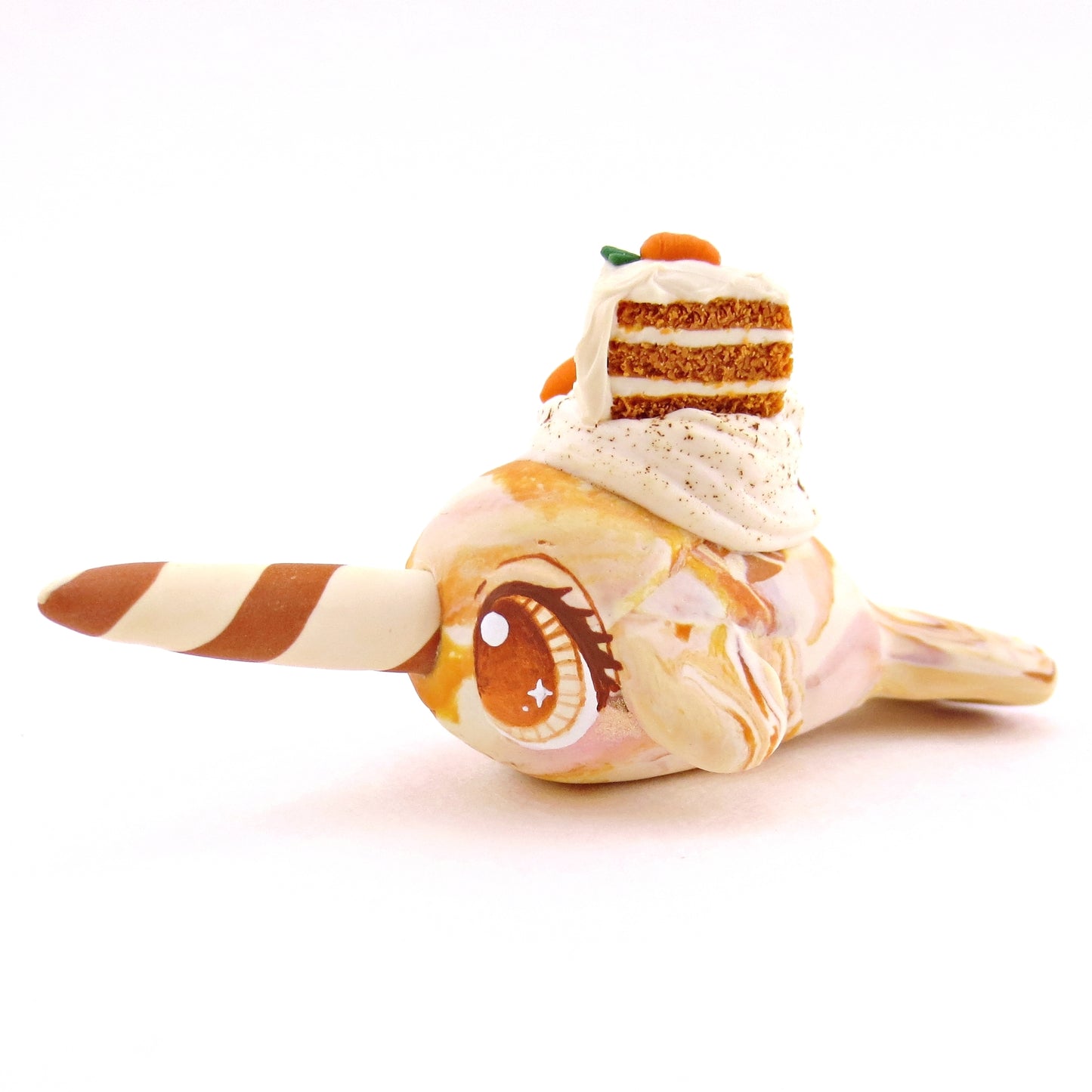 Carrot Cake Narwhal Figurine - Version 1 - Polymer Clay Spring and Easter Animals