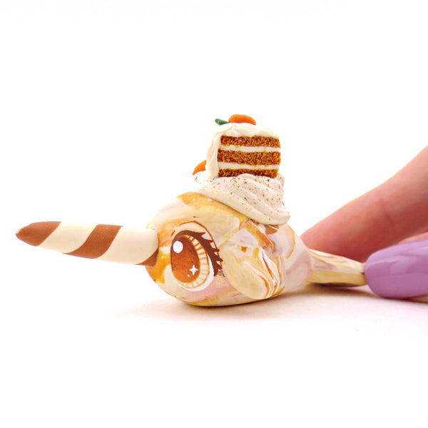 Carrot Cake Narwhal Figurine - Version 1 - Polymer Clay Spring and Easter Animals