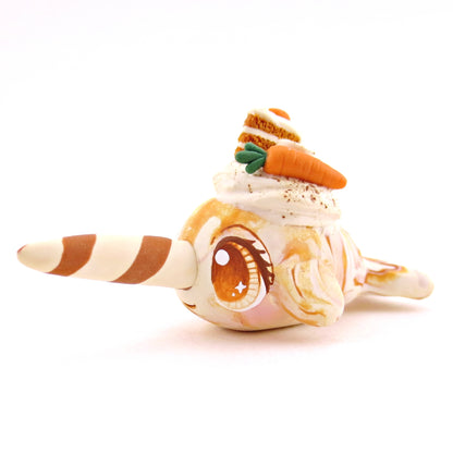 Carrot Cake Narwhal Figurine - Version 2 - Polymer Clay Spring and Easter Animals