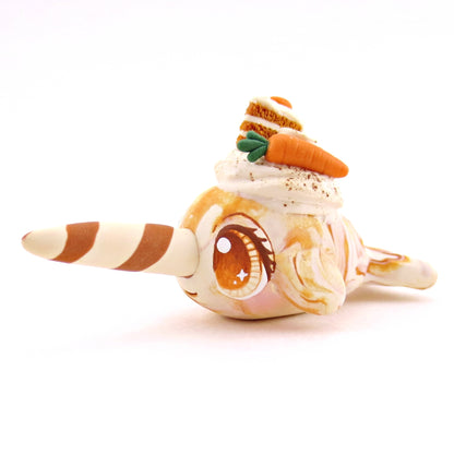 Carrot Cake Narwhal Figurine - Version 2 - Polymer Clay Spring and Easter Animals