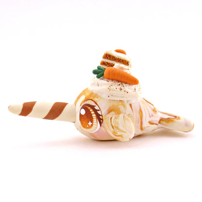 Carrot Cake Narwhal Figurine - Version 2 - Polymer Clay Spring and Easter Animals