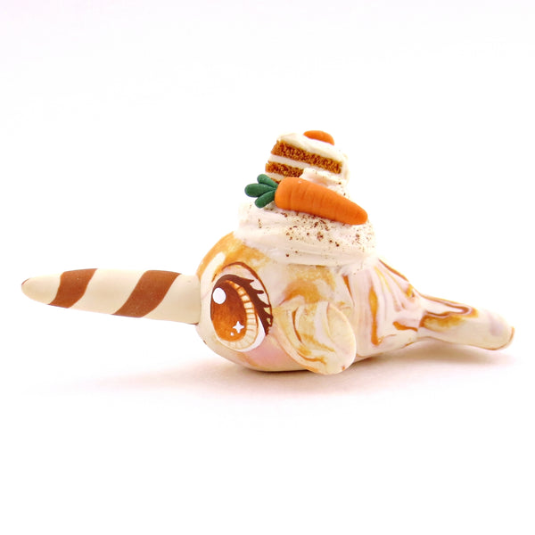 Carrot Cake Narwhal Figurine - Version 2 - Polymer Clay Spring and Easter Animals