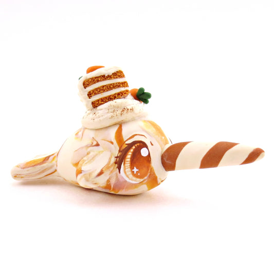 Carrot Cake Narwhal Figurine - Version 2 - Polymer Clay Spring and Easter Animals