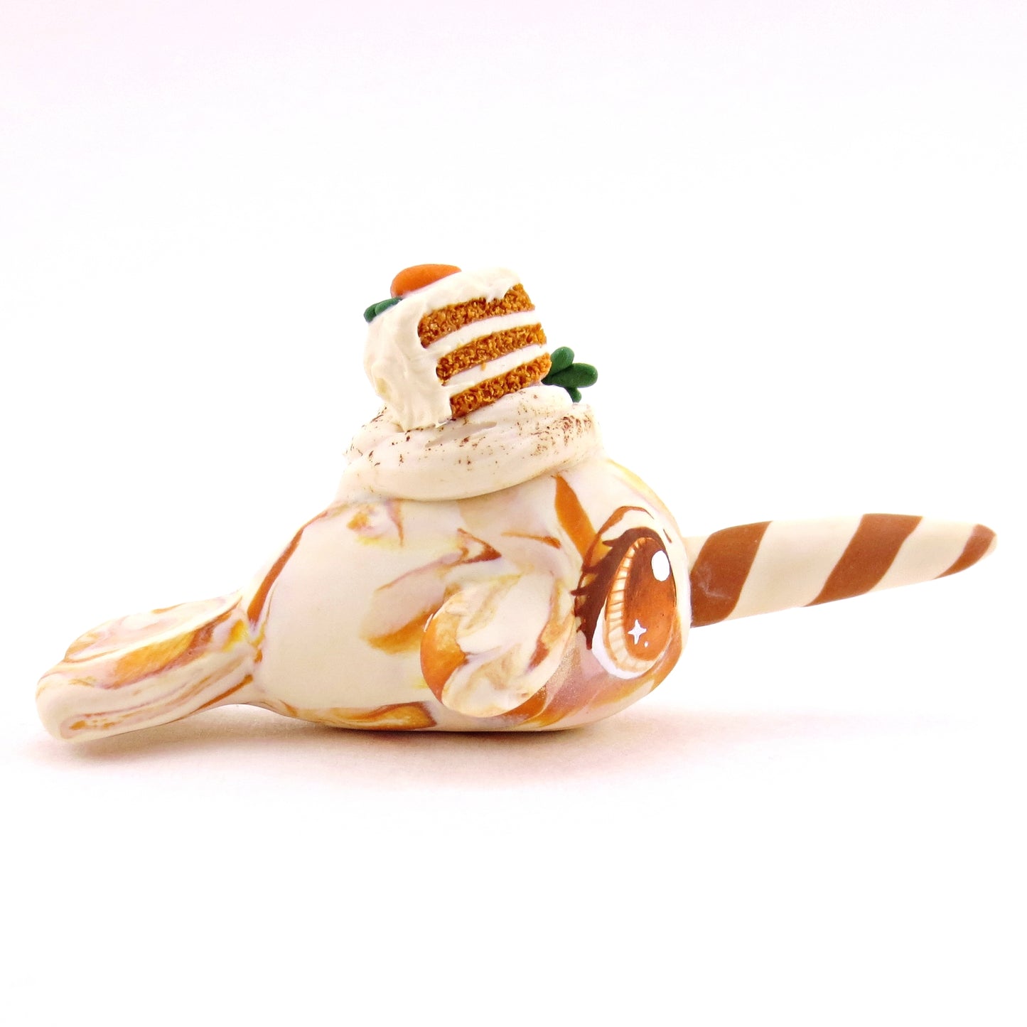 Carrot Cake Narwhal Figurine - Version 2 - Polymer Clay Spring and Easter Animals