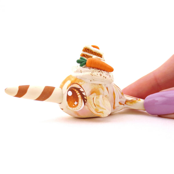 Carrot Cake Narwhal Figurine - Version 2 - Polymer Clay Spring and Easter Animals