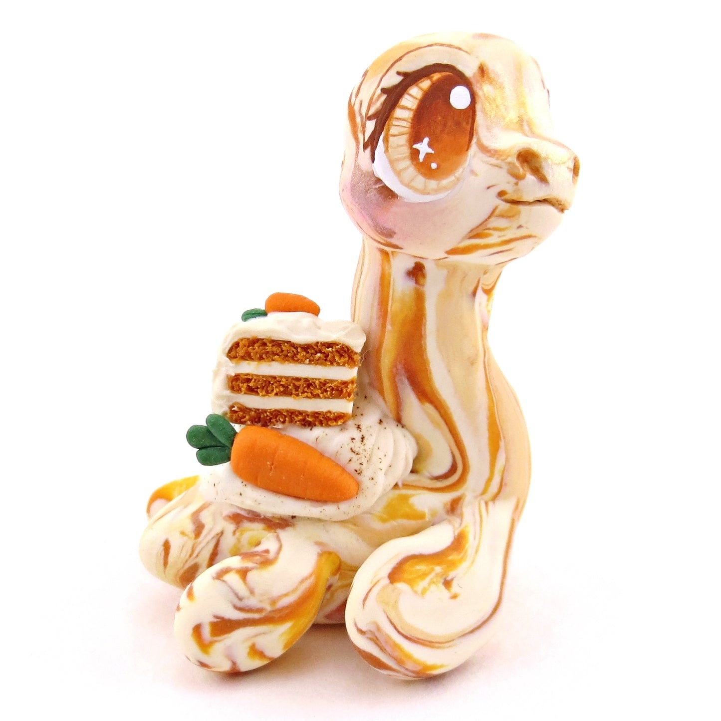 Carrot Cake Nessie Figurine - Polymer Clay Spring and Easter Animals