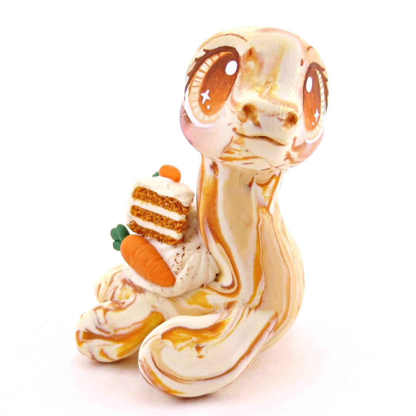 Carrot Cake Nessie Figurine - Polymer Clay Spring and Easter Animals