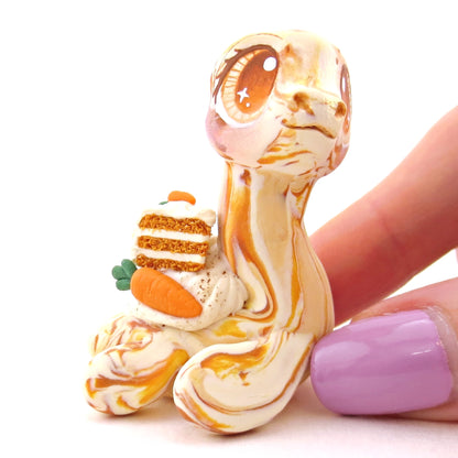 Carrot Cake Nessie Figurine - Polymer Clay Spring and Easter Animals