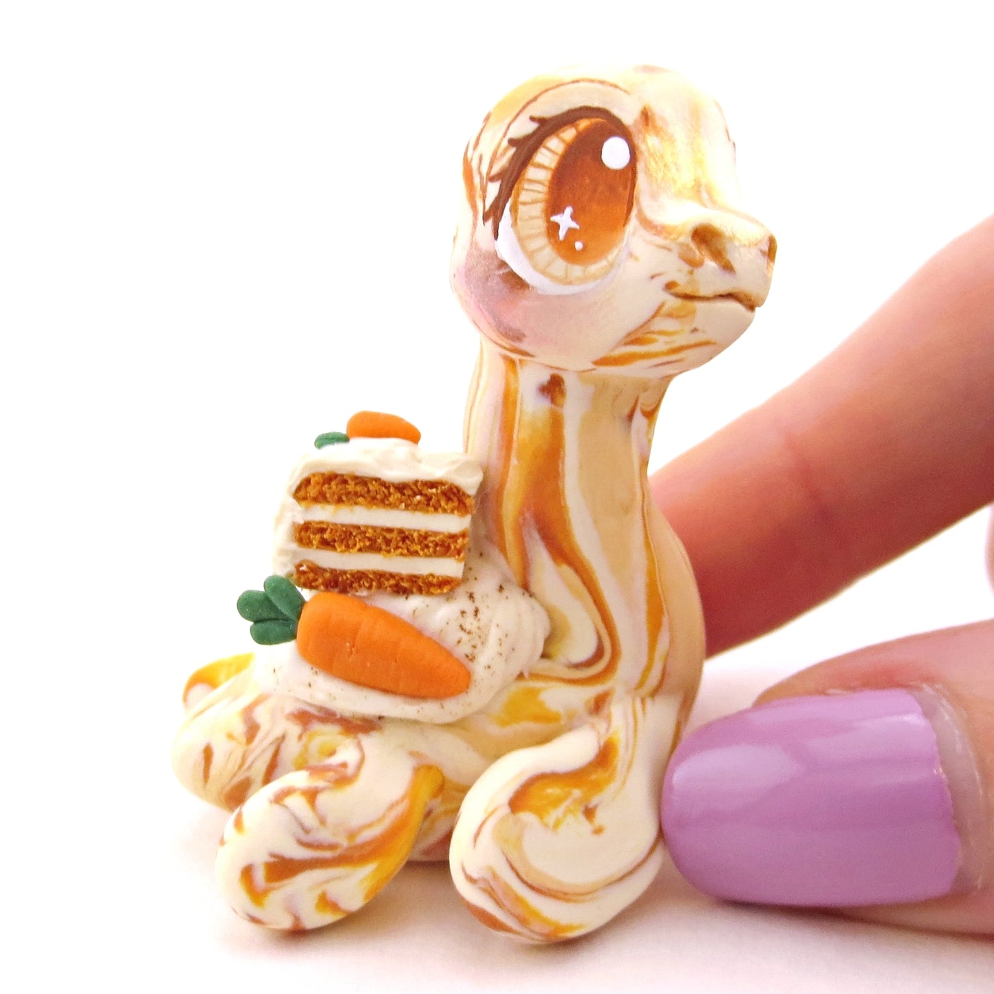 Carrot Cake Nessie Figurine - Polymer Clay Spring and Easter Animals