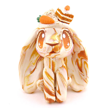 Carrot Cake Bunny Figurine - Polymer Clay Spring and Easter Animals