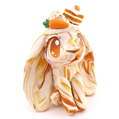 Carrot Cake Bunny Figurine - Polymer Clay Spring and Easter Animals