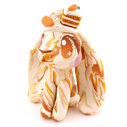 Carrot Cake Bunny Figurine - Polymer Clay Spring and Easter Animals