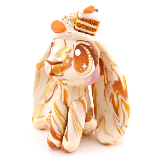 Carrot Cake Bunny Figurine - Polymer Clay Spring and Easter Animals
