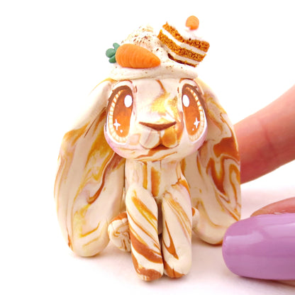 Carrot Cake Bunny Figurine - Polymer Clay Spring and Easter Animals