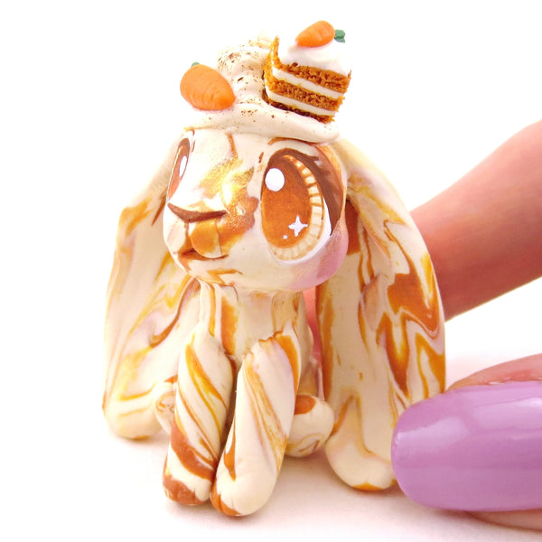 Carrot Cake Bunny Figurine - Polymer Clay Spring and Easter Animals