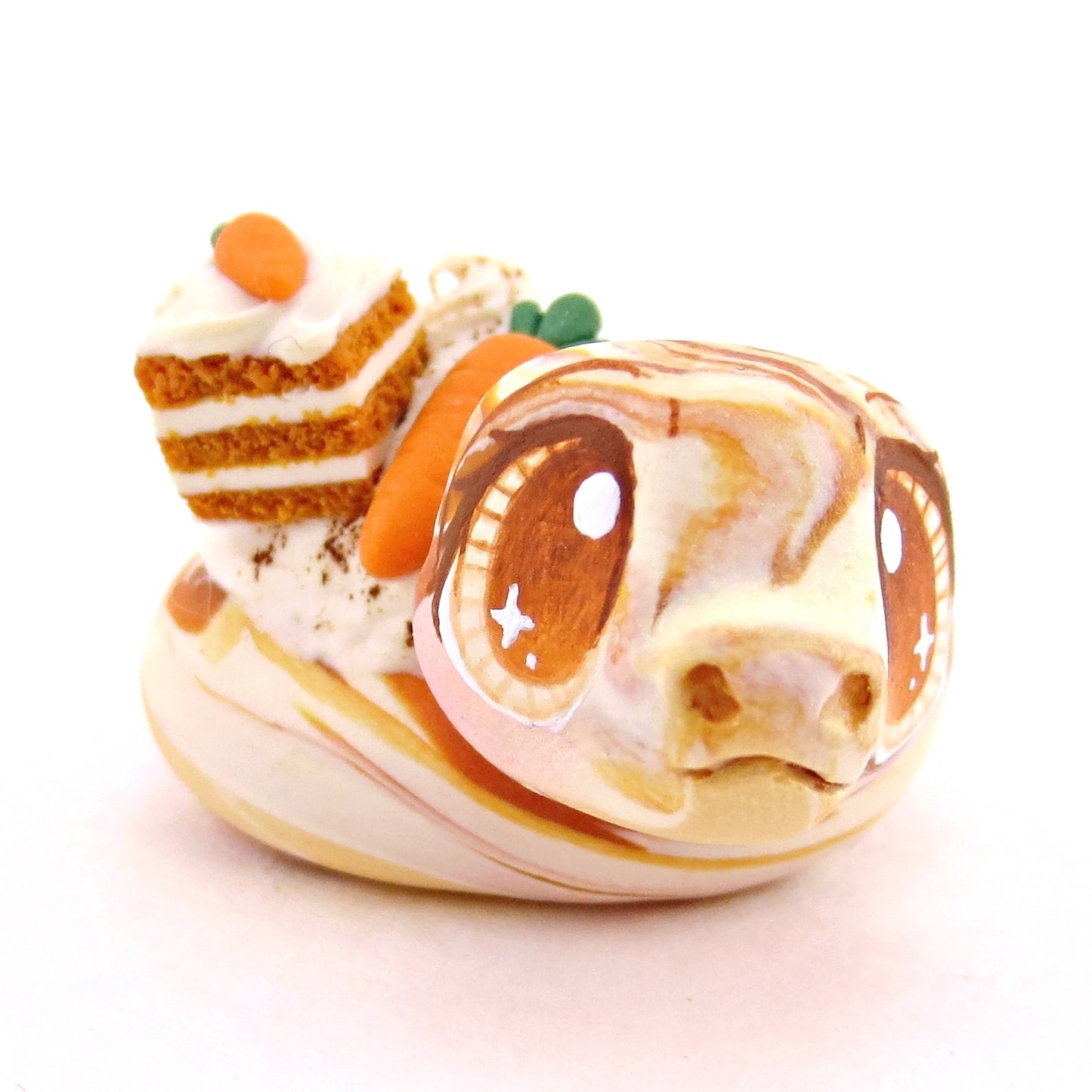 Carrot Cake Snake Figurine - Polymer Clay Spring and Easter Animals