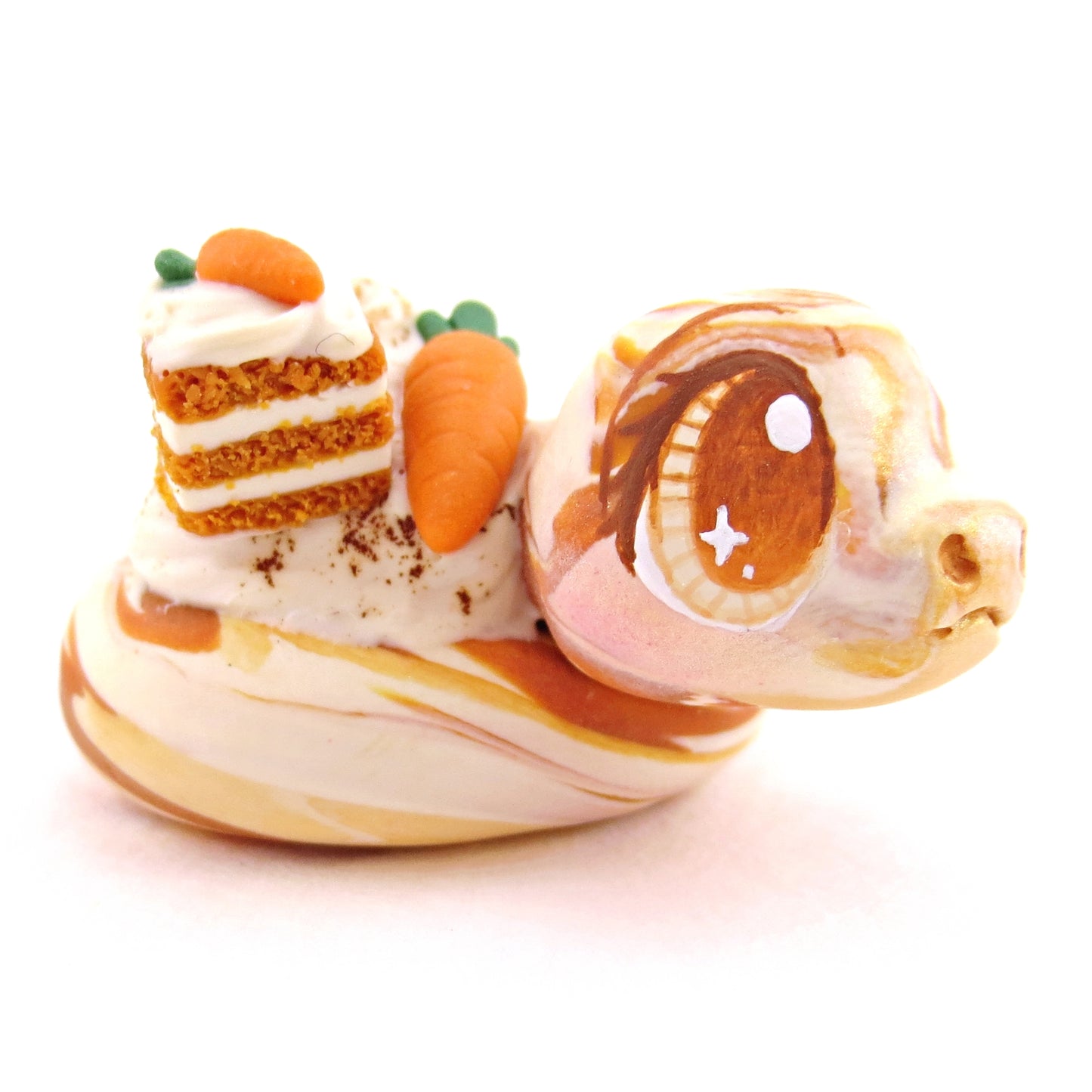 Carrot Cake Snake Figurine - Polymer Clay Spring and Easter Animals