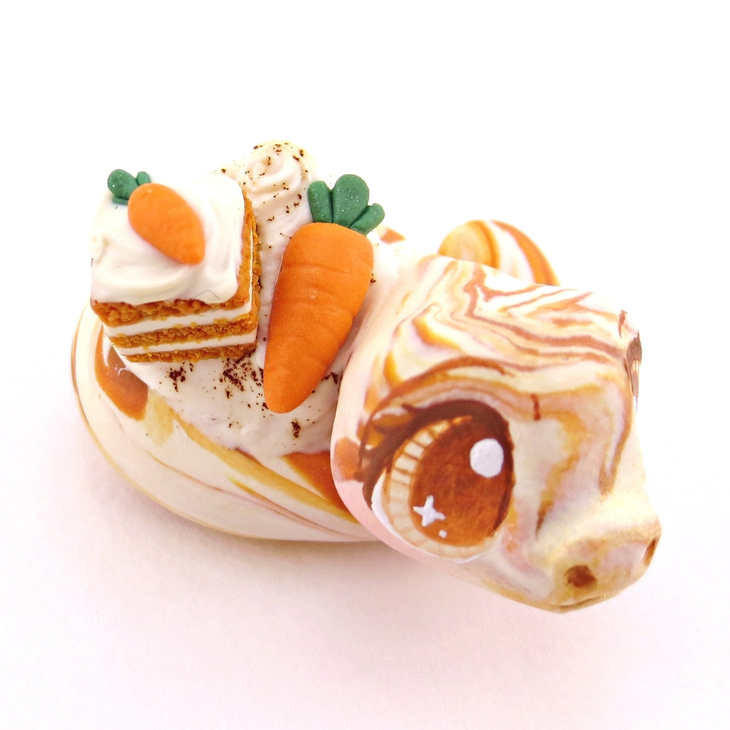 Carrot Cake Snake Figurine - Polymer Clay Spring and Easter Animals