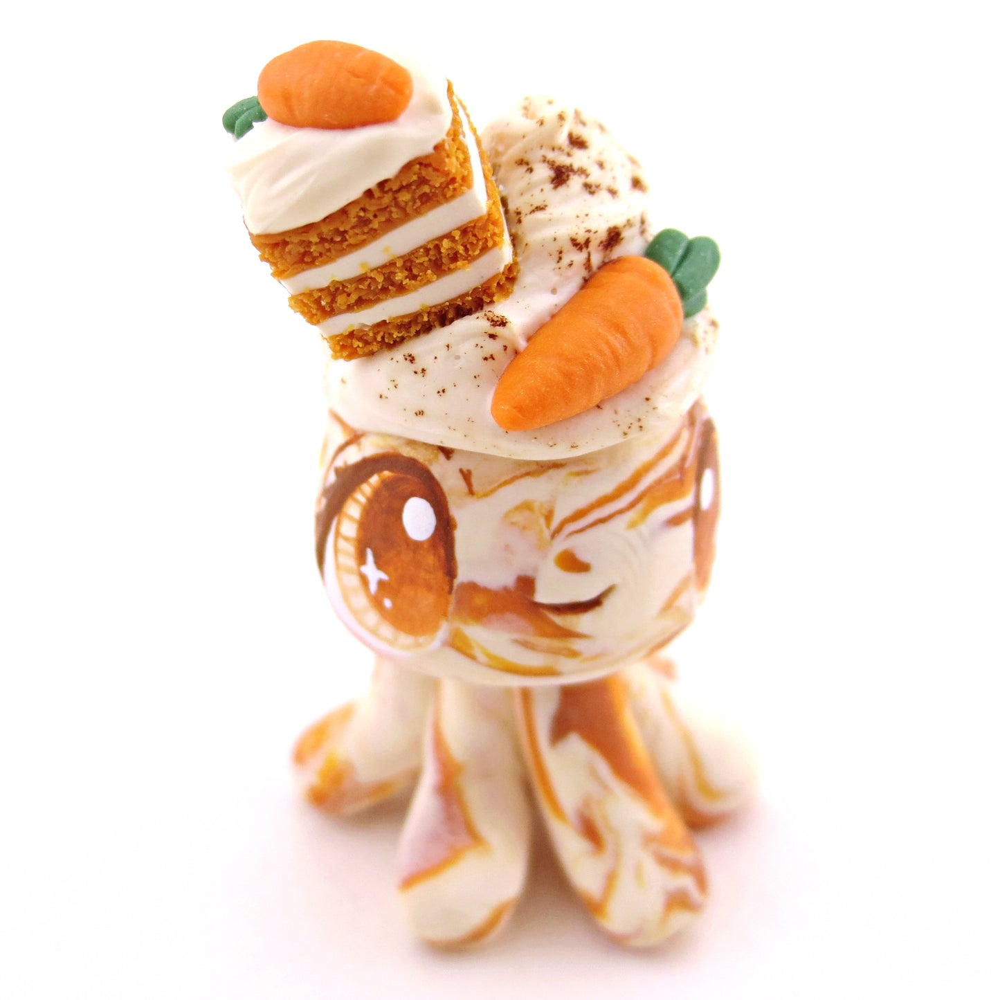 Carrot Cake Jellyfish Figurine - Polymer Clay Spring and Easter Animals