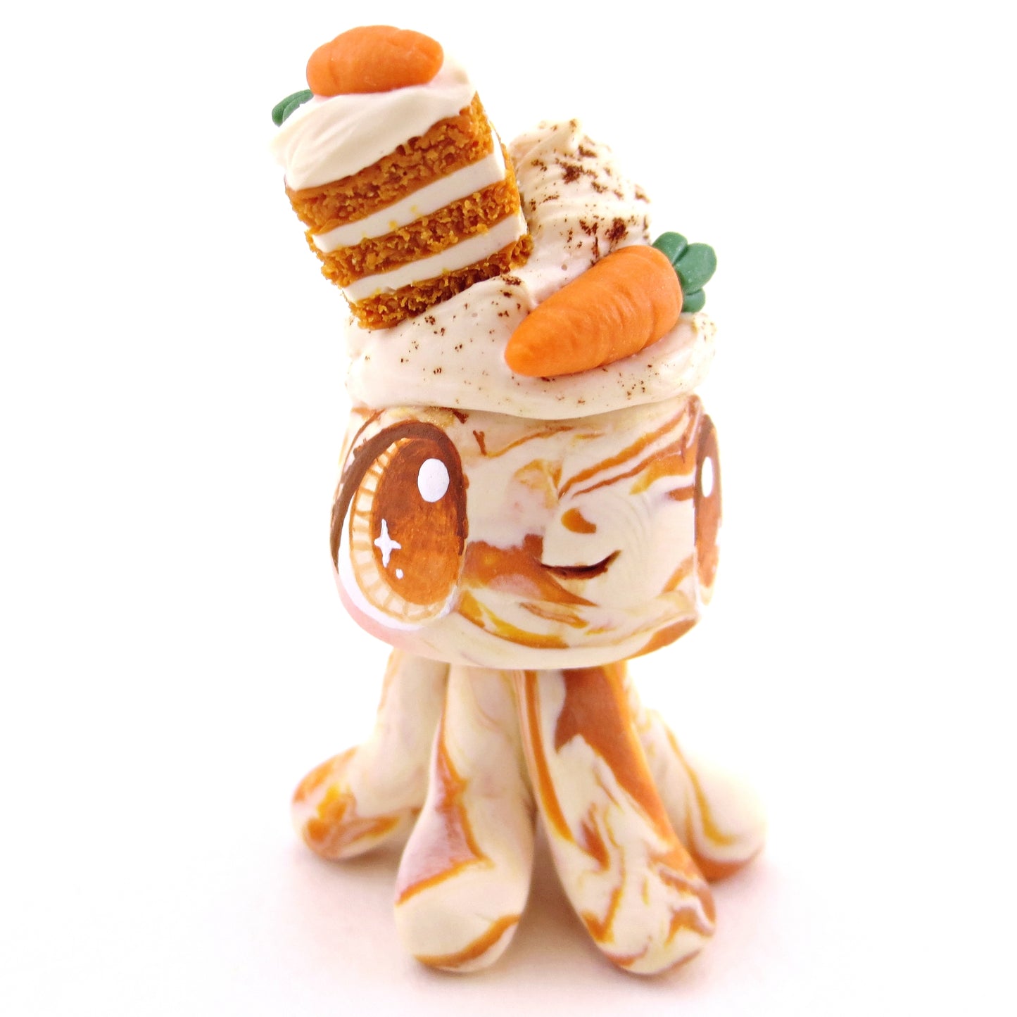 Carrot Cake Jellyfish Figurine - Polymer Clay Spring and Easter Animals