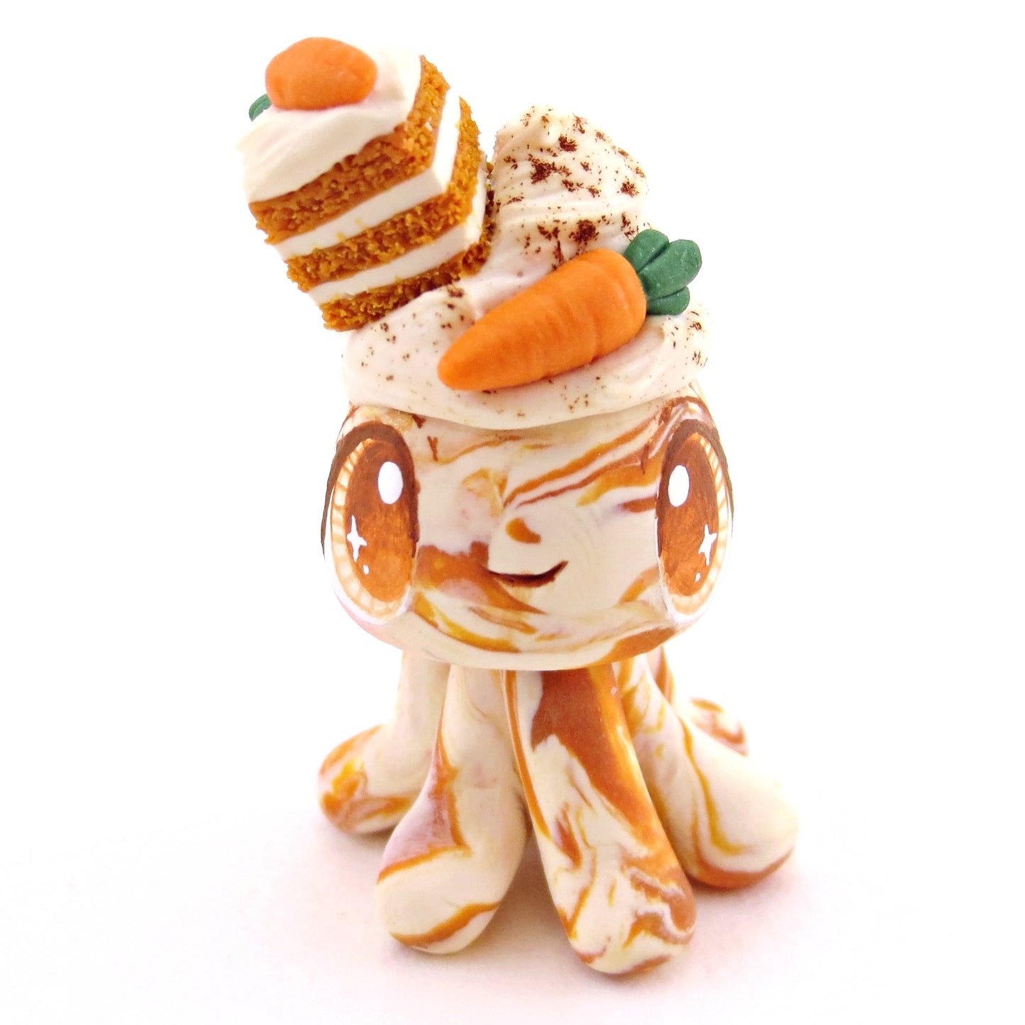 Carrot Cake Jellyfish Figurine - Polymer Clay Spring and Easter Animals