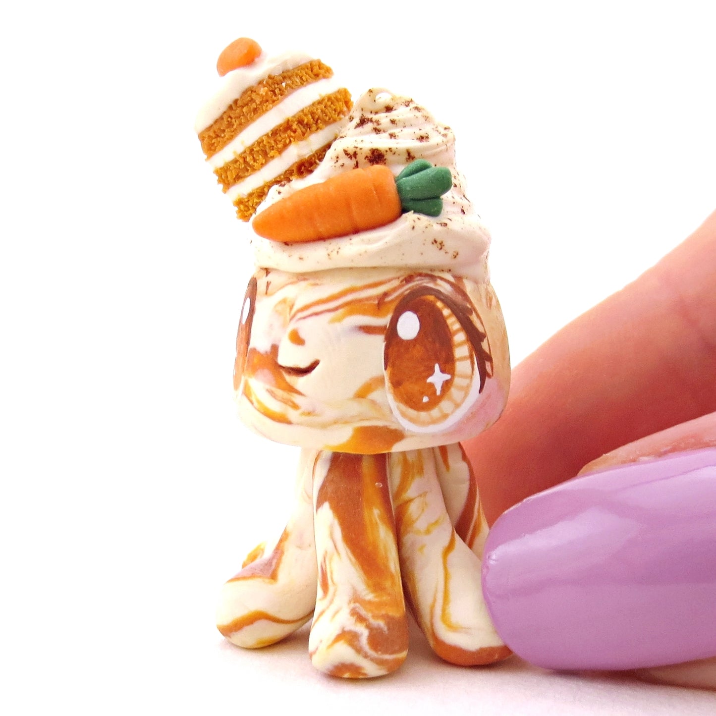 Carrot Cake Jellyfish Figurine - Polymer Clay Spring and Easter Animals