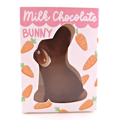 Milk Chocolate Bunny with Box Figurine - Version 2 - Polymer Clay Spring and Easter Animals