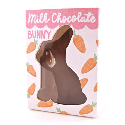 Milk Chocolate Bunny with Box Figurine - Version 2 - Polymer Clay Spring and Easter Animals