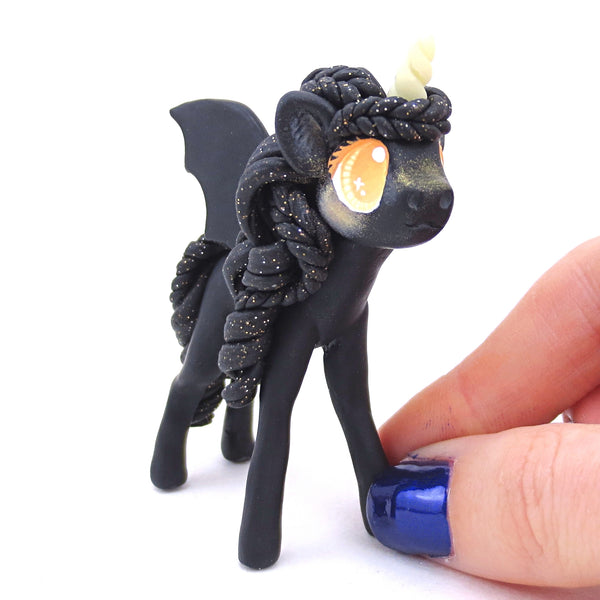 Halloween Baticorn Bat Unicorn Figurine - Polymer Clay Animals