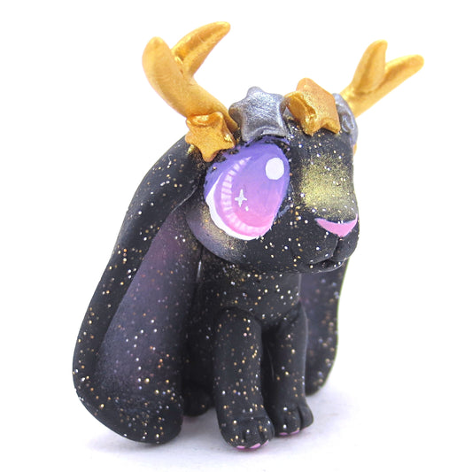 Glitter Star Crown Jackalope Figurine - Polymer Clay Animals