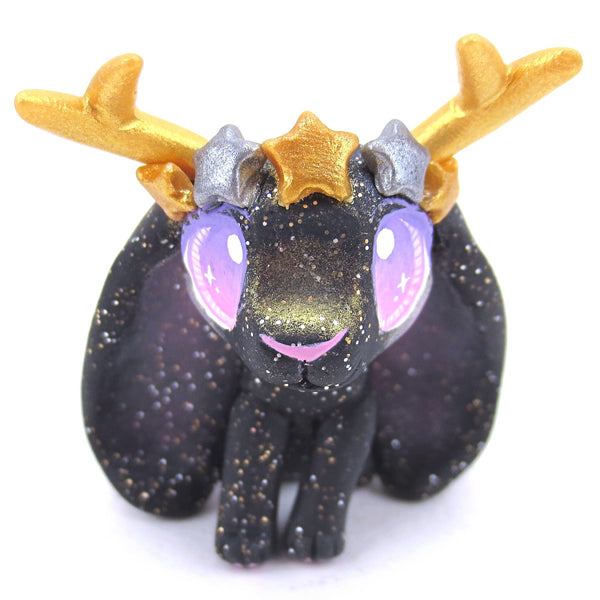Glitter Star Crown Jackalope Figurine - Polymer Clay Animals