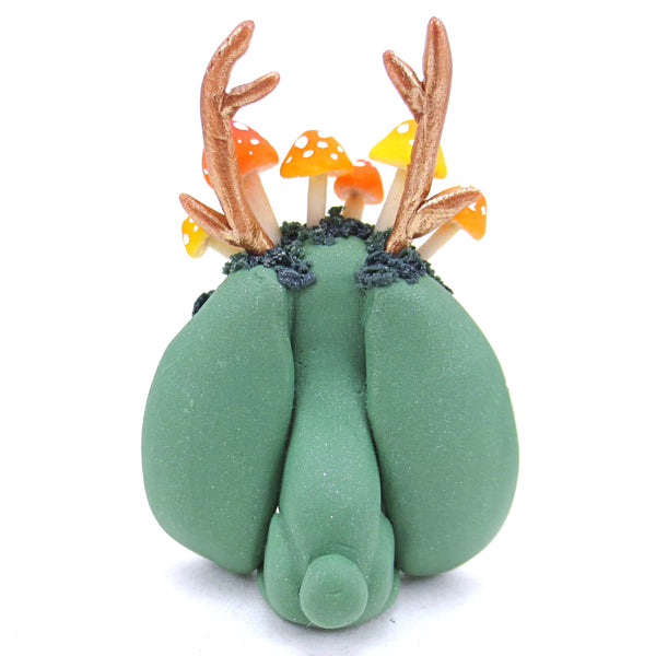 Mushroom Crown Mossy Jackalope Figurine - Polymer Clay Animals
