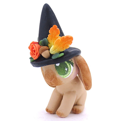 Witch Hat Fall Holland Lop Bunny Figurine - Polymer Clay Animals