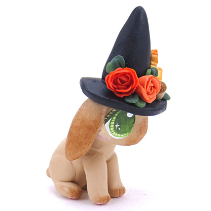 Witch Hat Fall Holland Lop Bunny Figurine - Polymer Clay Animals