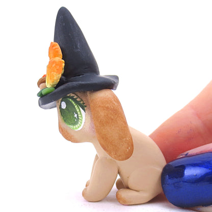 Witch Hat Fall Holland Lop Bunny Figurine - Polymer Clay Animals