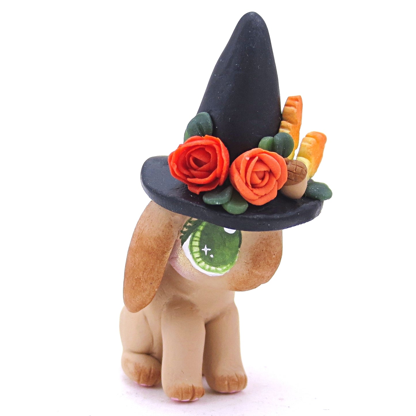 Witch Hat Fall Holland Lop Bunny Figurine - Polymer Clay Animals