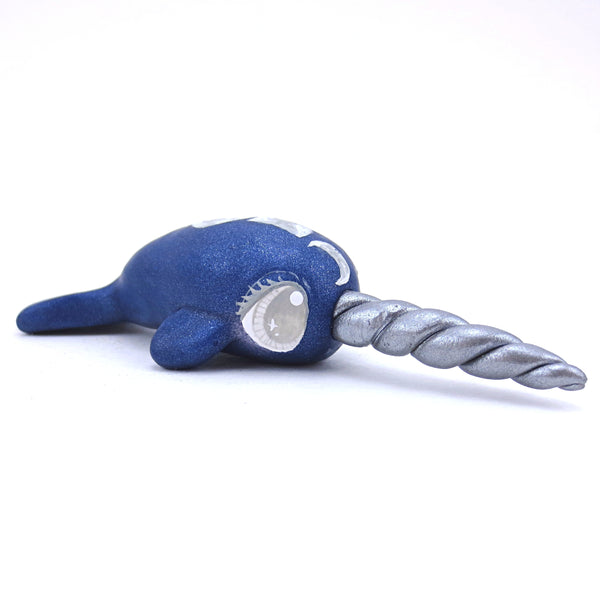 Blue Moon Phases Narwhal Figurine - Polymer Clay Animals