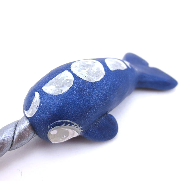 Blue Moon Phases Narwhal Figurine - Polymer Clay Animals
