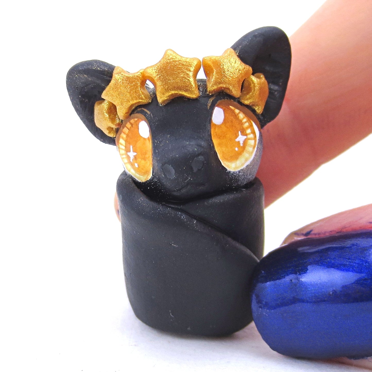 Star Crown Bat Figurine - Polymer Clay Animals