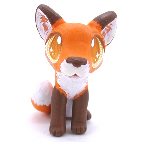 Red Fox with Amber Eyes Figurine - Polymer Clay Fall Animals