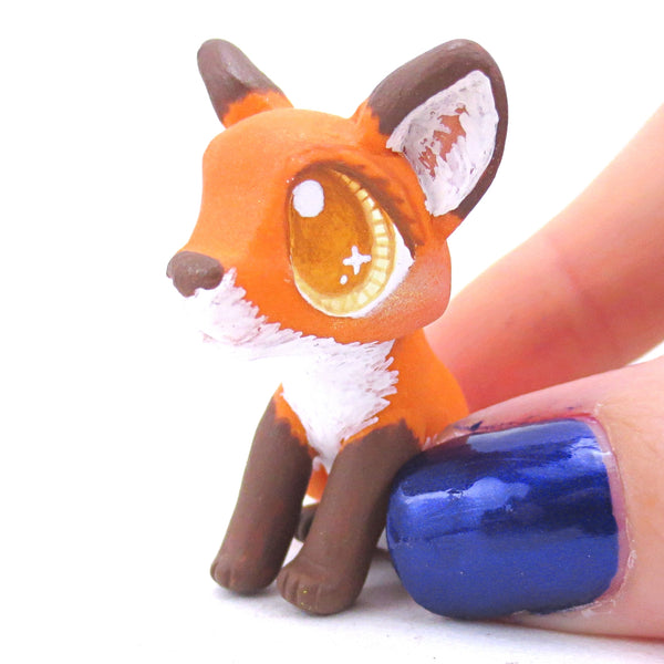 Red Fox with Amber Eyes Figurine - Polymer Clay Fall Animals
